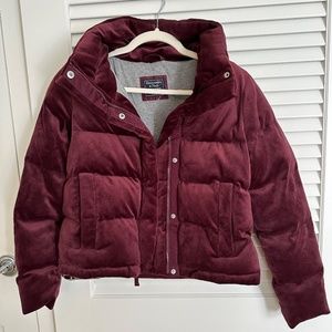 Abercrombie & Fitch Fleece-Lined Velvet Puffer Coat
